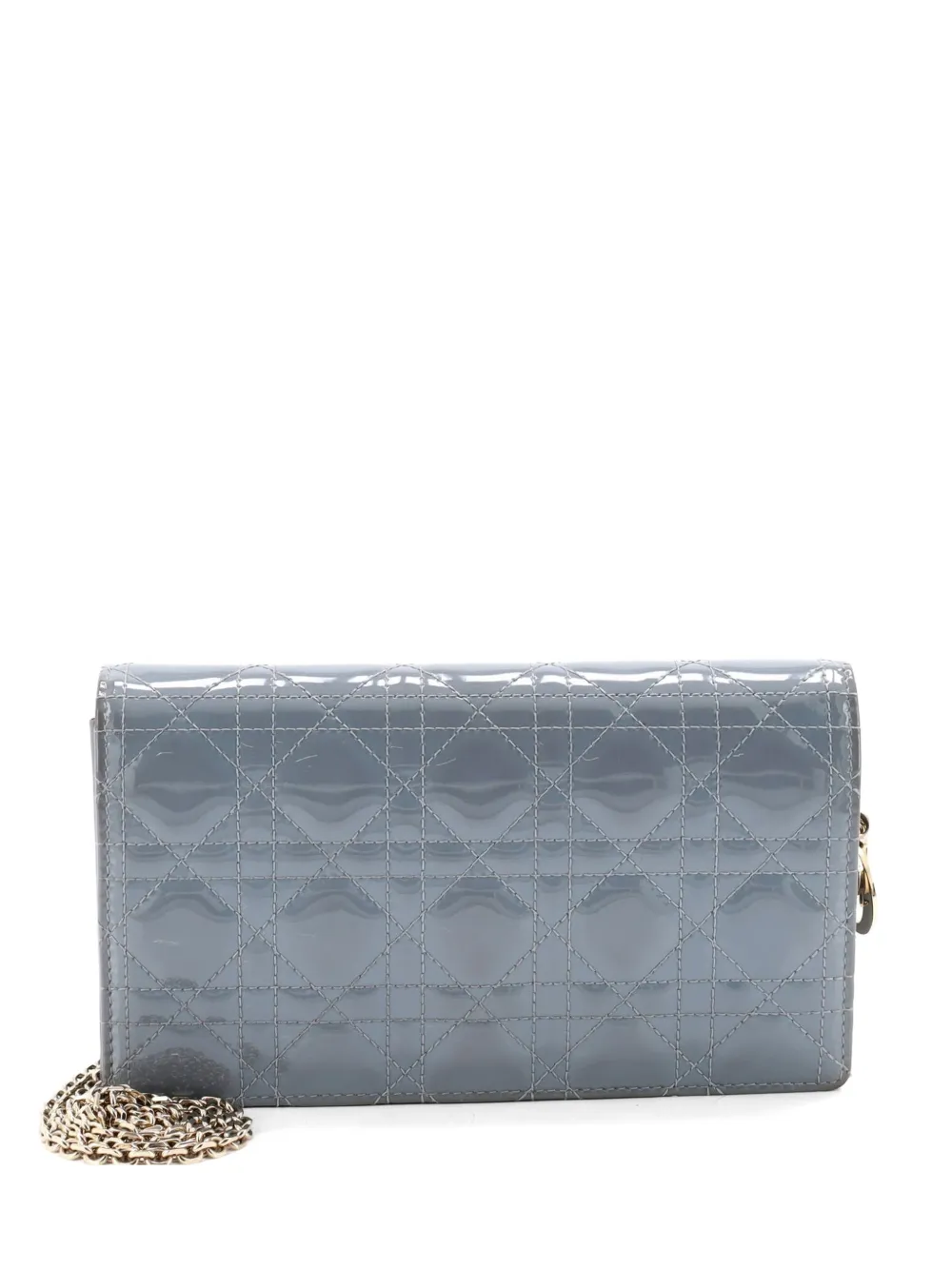 Christian Dior Pre-Owned Borsa a tracolla Lady Dior Cannage Quilt Patent con catena - Blu