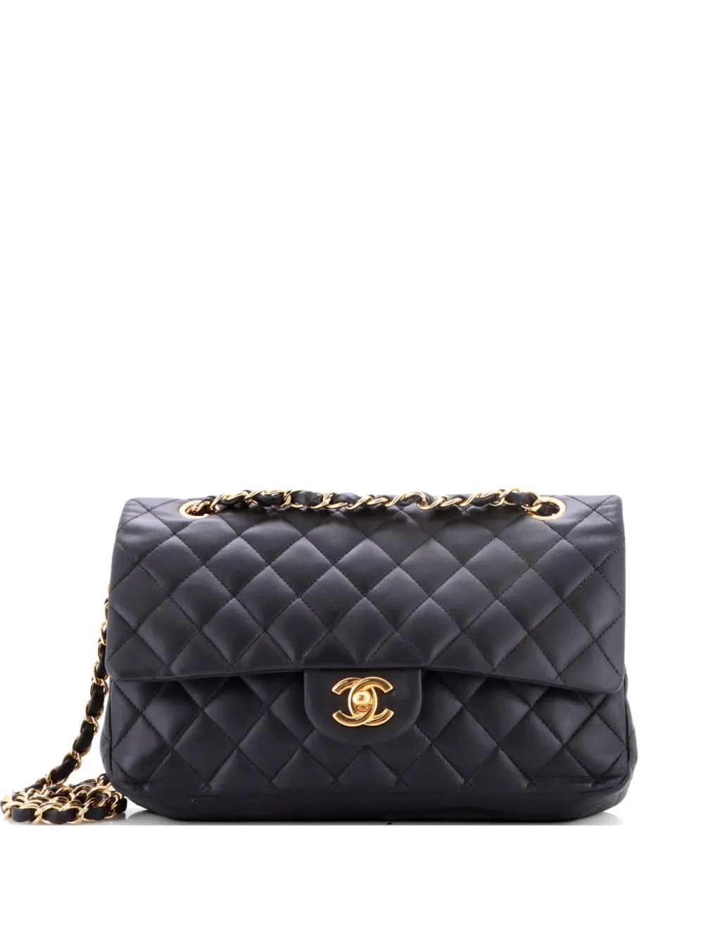 CHANEL Pre-Owned Borsa a spalla Classic Double Flap media in pelle di agnello trapuntata - Nero