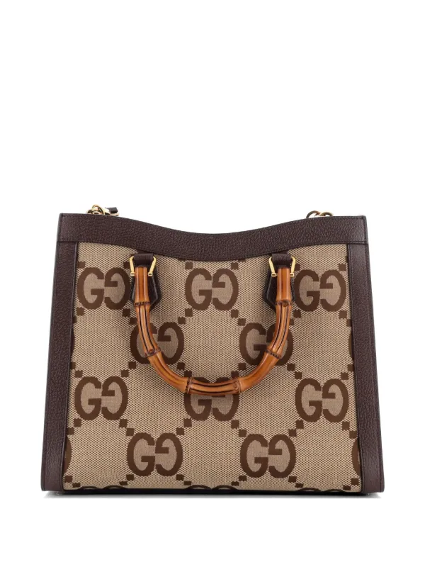 Gucci Pre-Owned Diana NM Bamboo Handle Jumbo GG Canvas Medium Tote