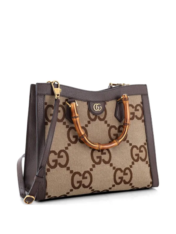 Gucci Pre-Owned Diana NM Bamboo Handle Jumbo GG Canvas Medium Tote