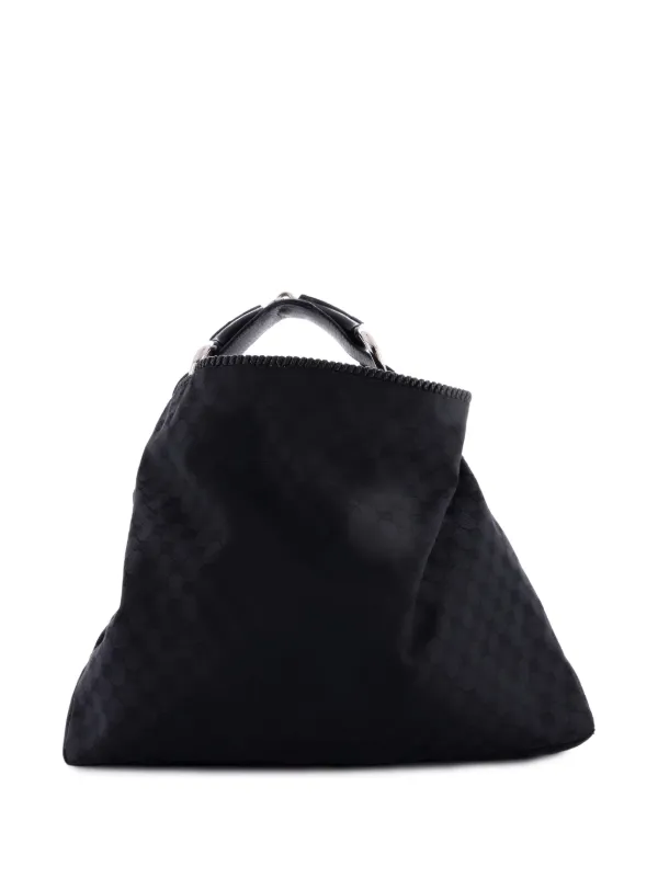 バッグ GUCCI totebag gg canvas horse bit y2k Gucci Pre-Owned Horsebit GG Canvas Large Hobo Bag | Black
