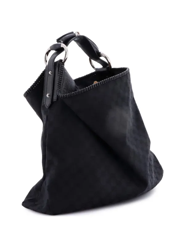 バッグ GUCCI totebag gg canvas horse bit y2k Gucci Pre-Owned Horsebit GG Canvas Large Hobo Bag | Black
