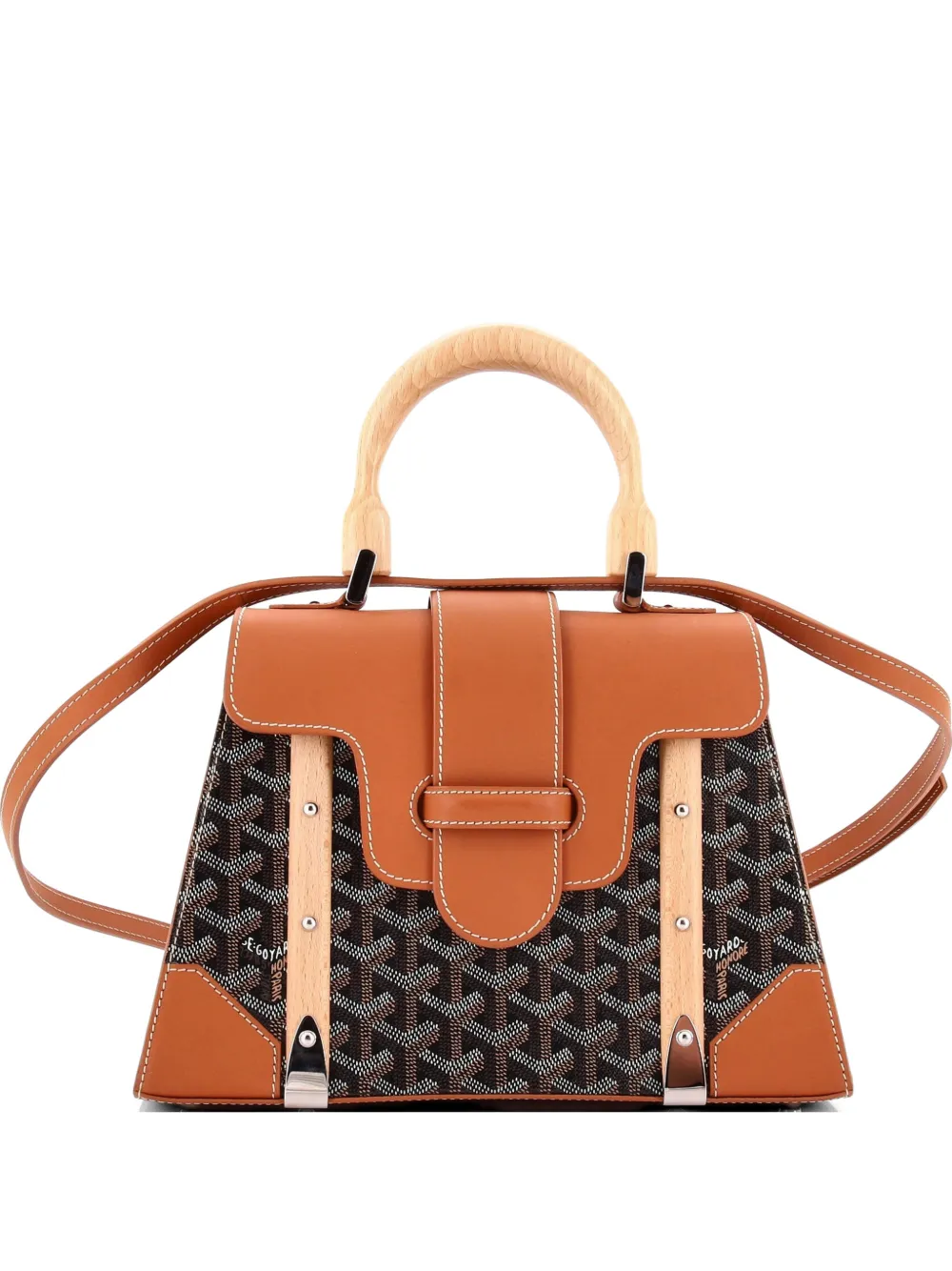 Goyard Pre-Owned Borsa a mano Saigon PM in tela cerata e pelle con manico - Marrone