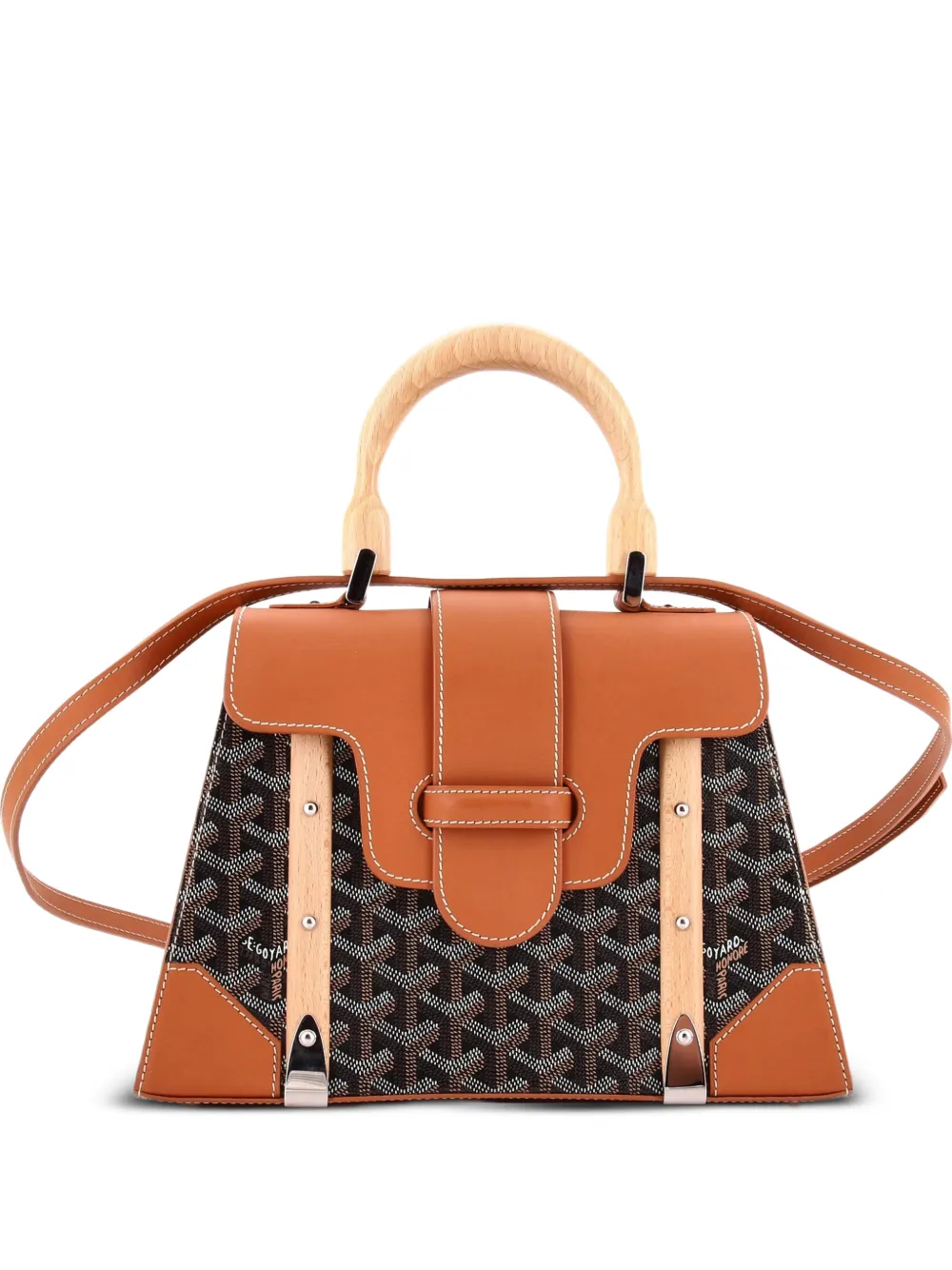Goyard Pre-Owned Saigon Top Handle Bag Coated Canvas with Leather PM satchel - Brown
