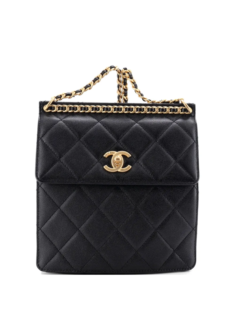 CHANEL Pre-Owned Zaino CC Square Caviar trapuntato - Nero