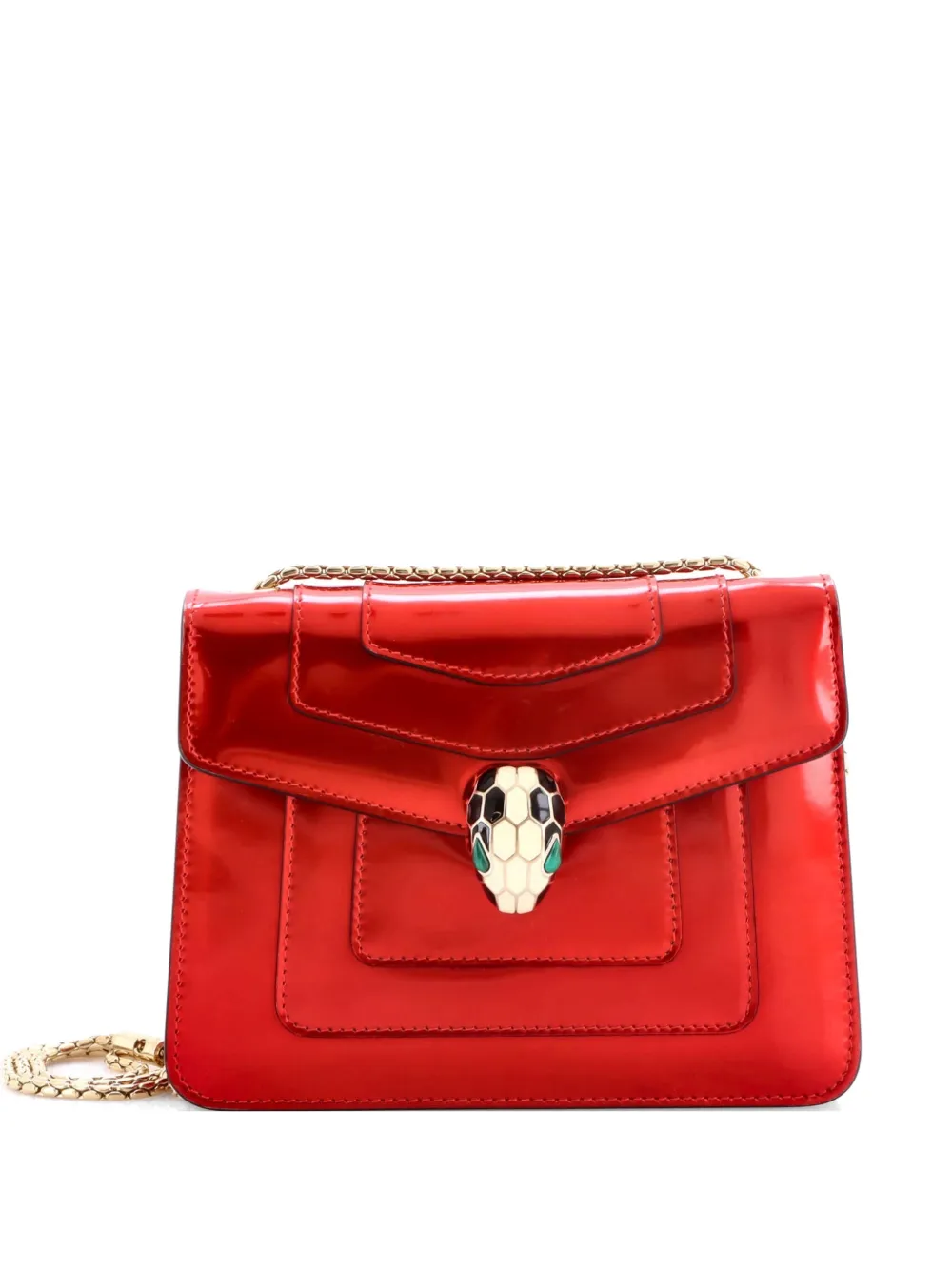 Bvlgari Pre-Owned Serpenti Forever Square Metallic Leather Small shoulder bag - Red