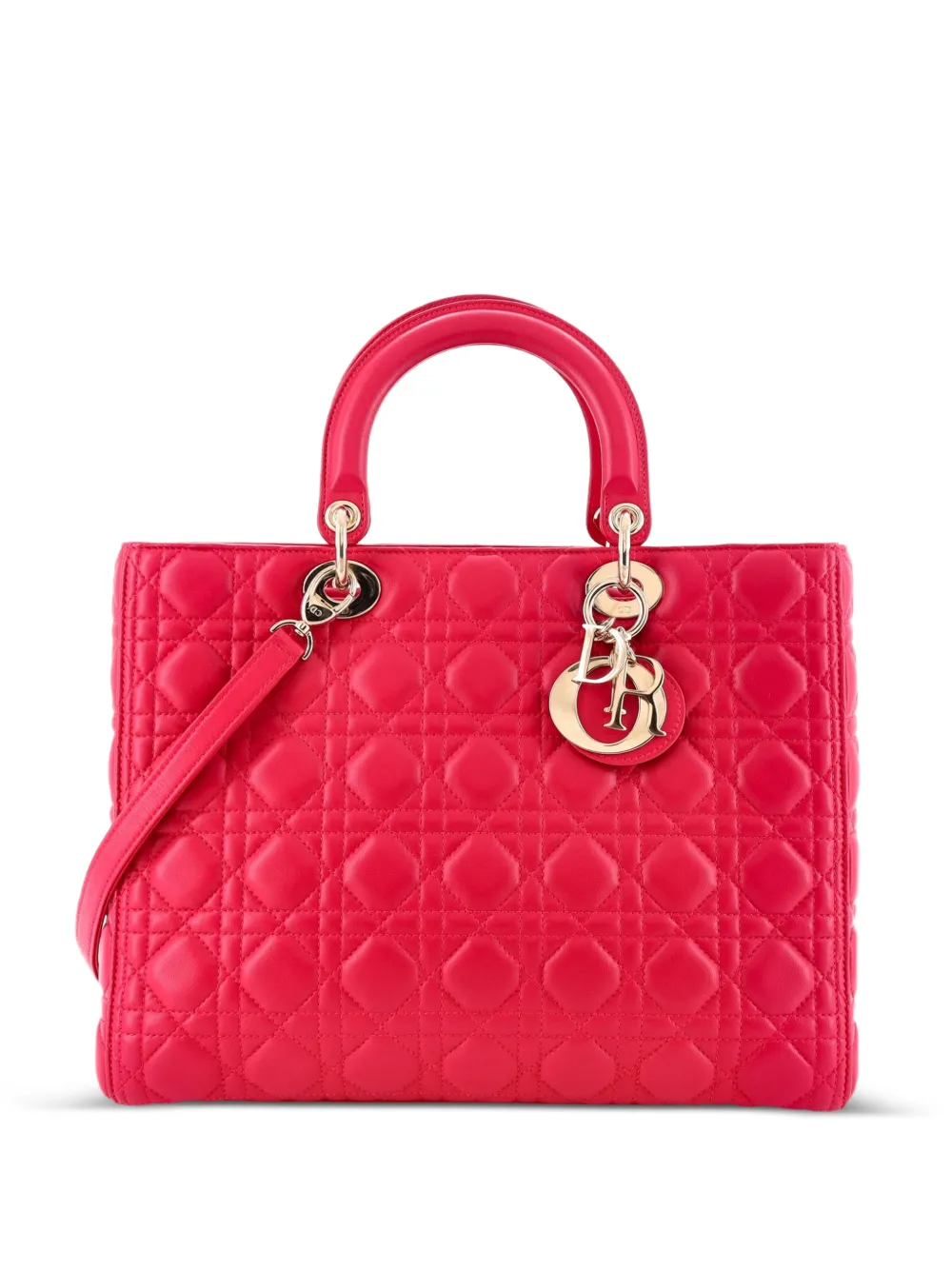 Christian Dior Pre-Owned Borsa tote Lady Dior grande in pelle di agnello trapuntata con motivo Cannage - Rosa