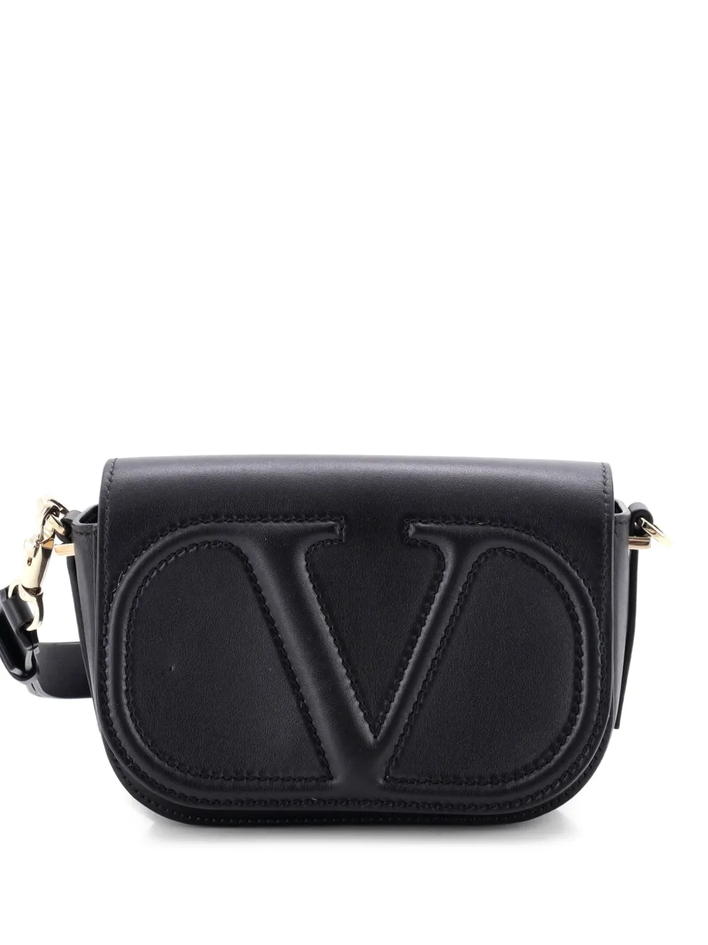 Valentino Garavani Pre-Owned VLogo Flap Leather Small shoulder bag - Schwarz