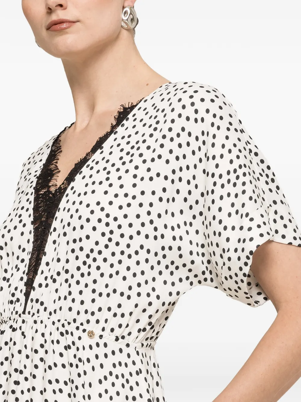 NISSA polka-dot viscose midi dress - Weiß