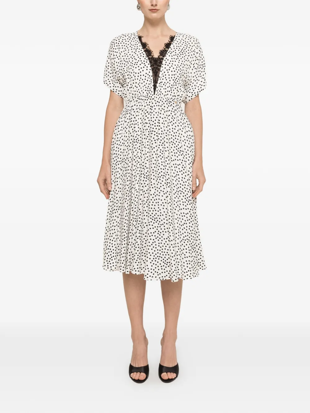 NISSA Viscose midi-jurk met stippen Wit