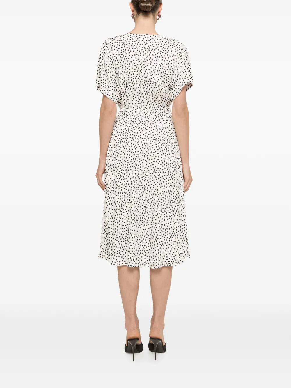 NISSA Viscose midi-jurk met stippen Wit