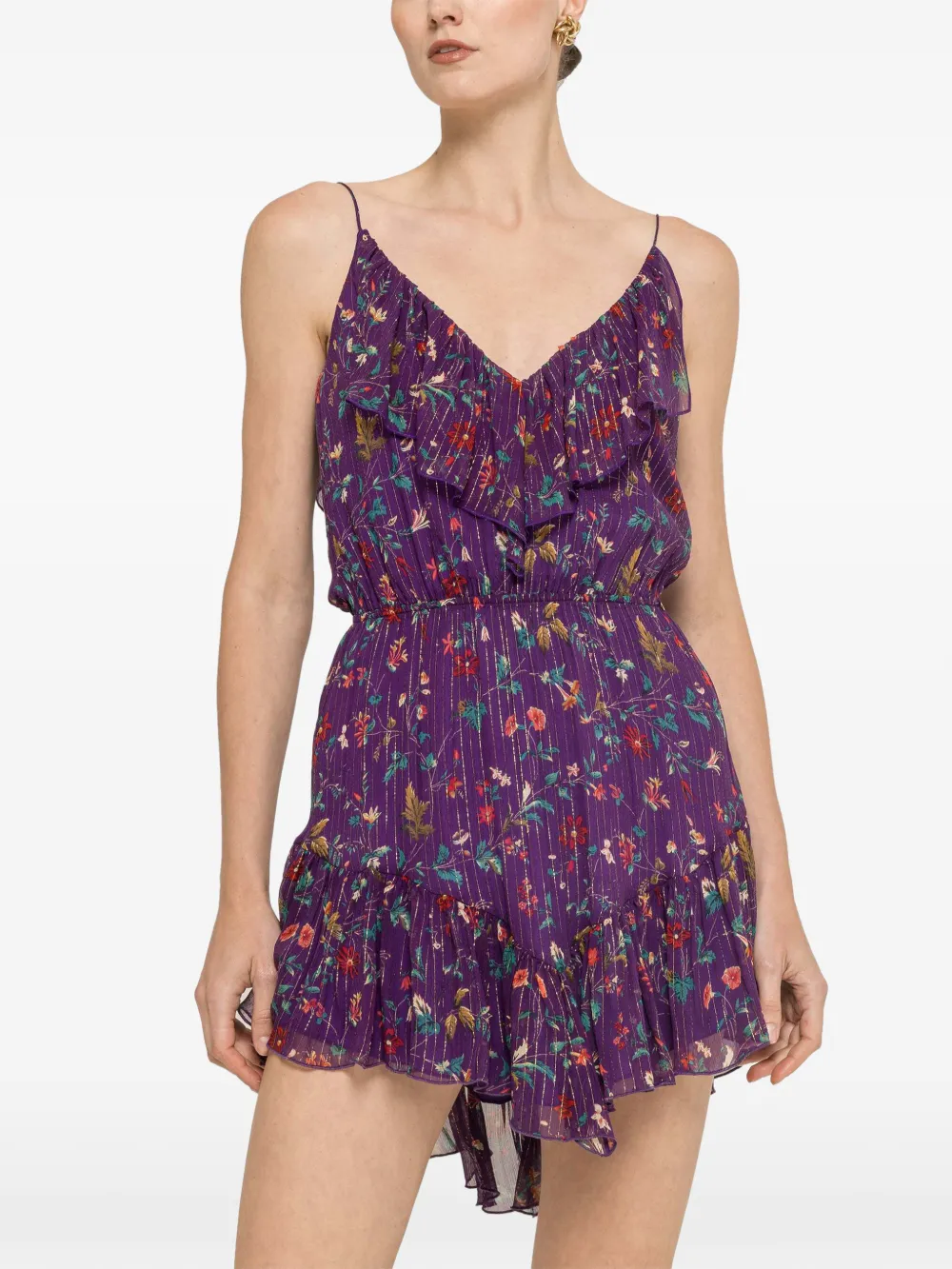 NISSA floral-print silk mini dress - Purple