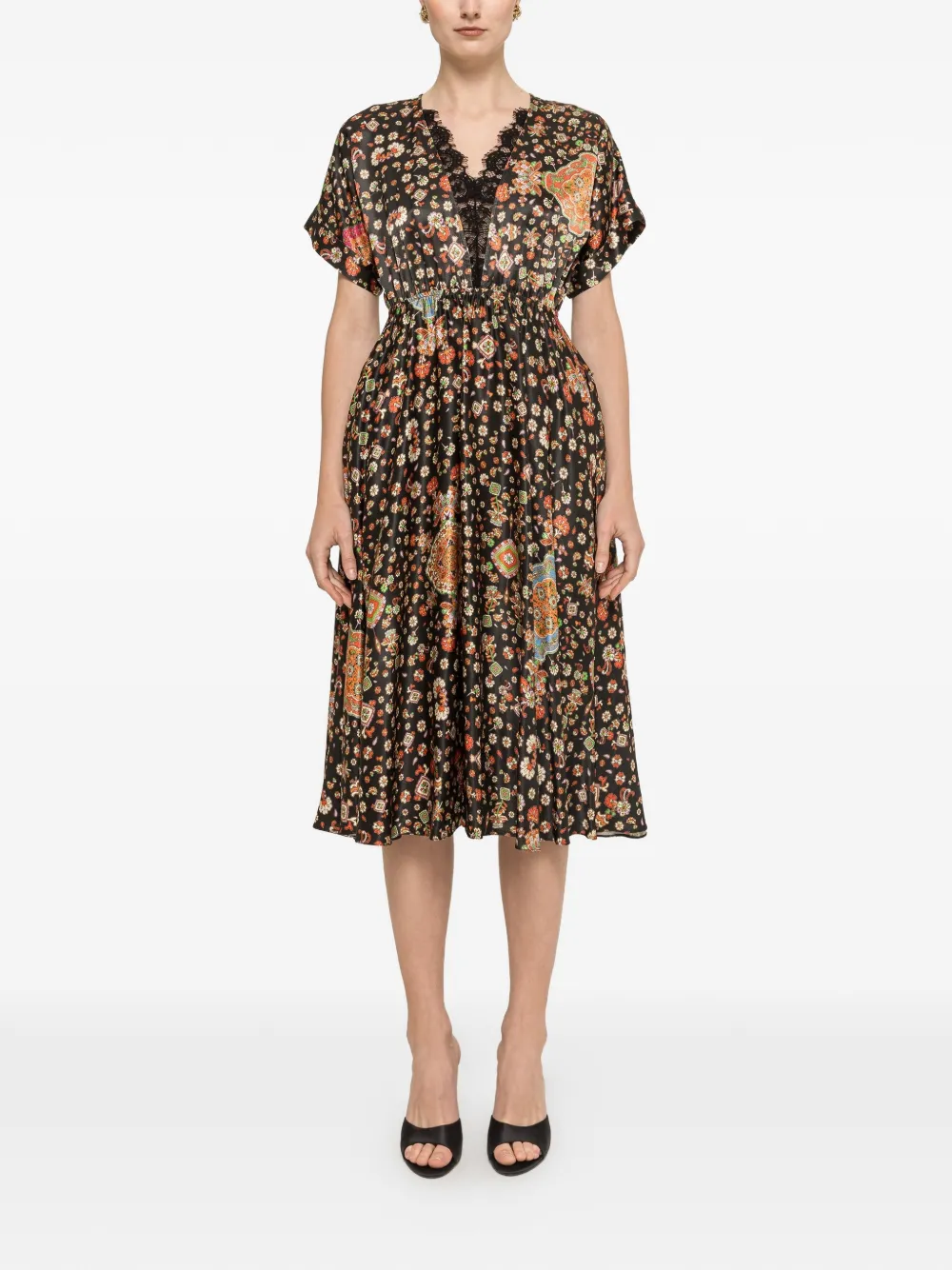 NISSA floral-print viscose dress - Nero