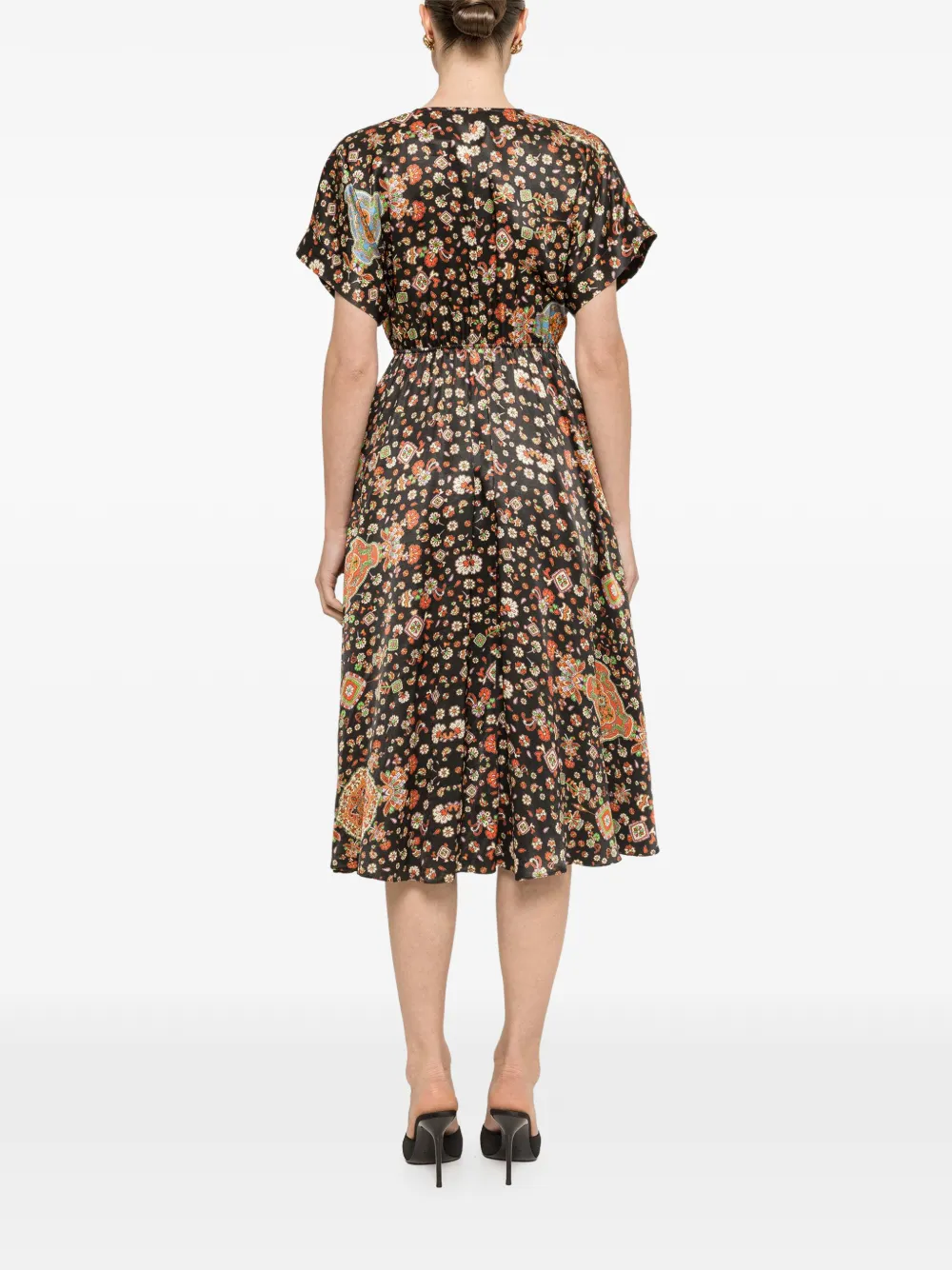 NISSA Viscose jurk met bloemenprint Zwart