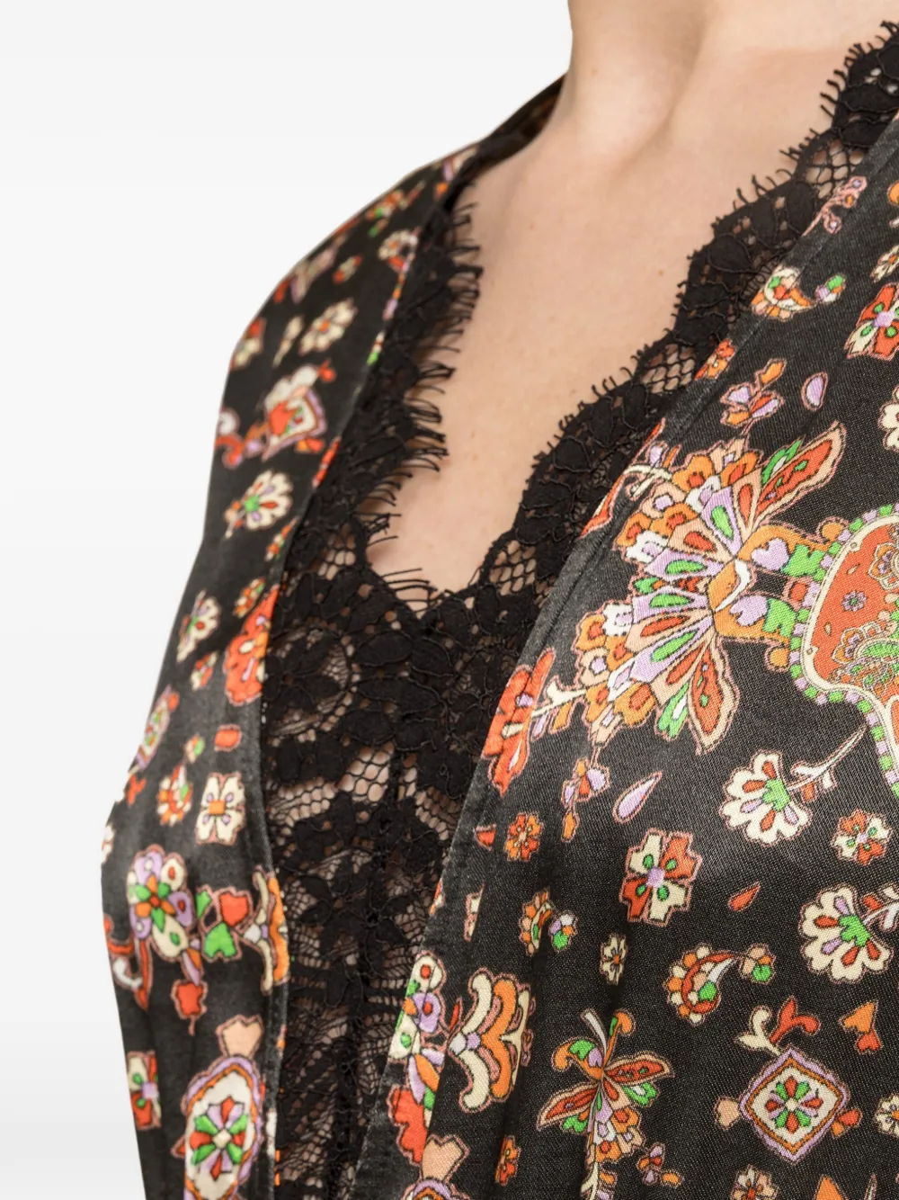 NISSA Viscose jurk met bloemenprint Zwart