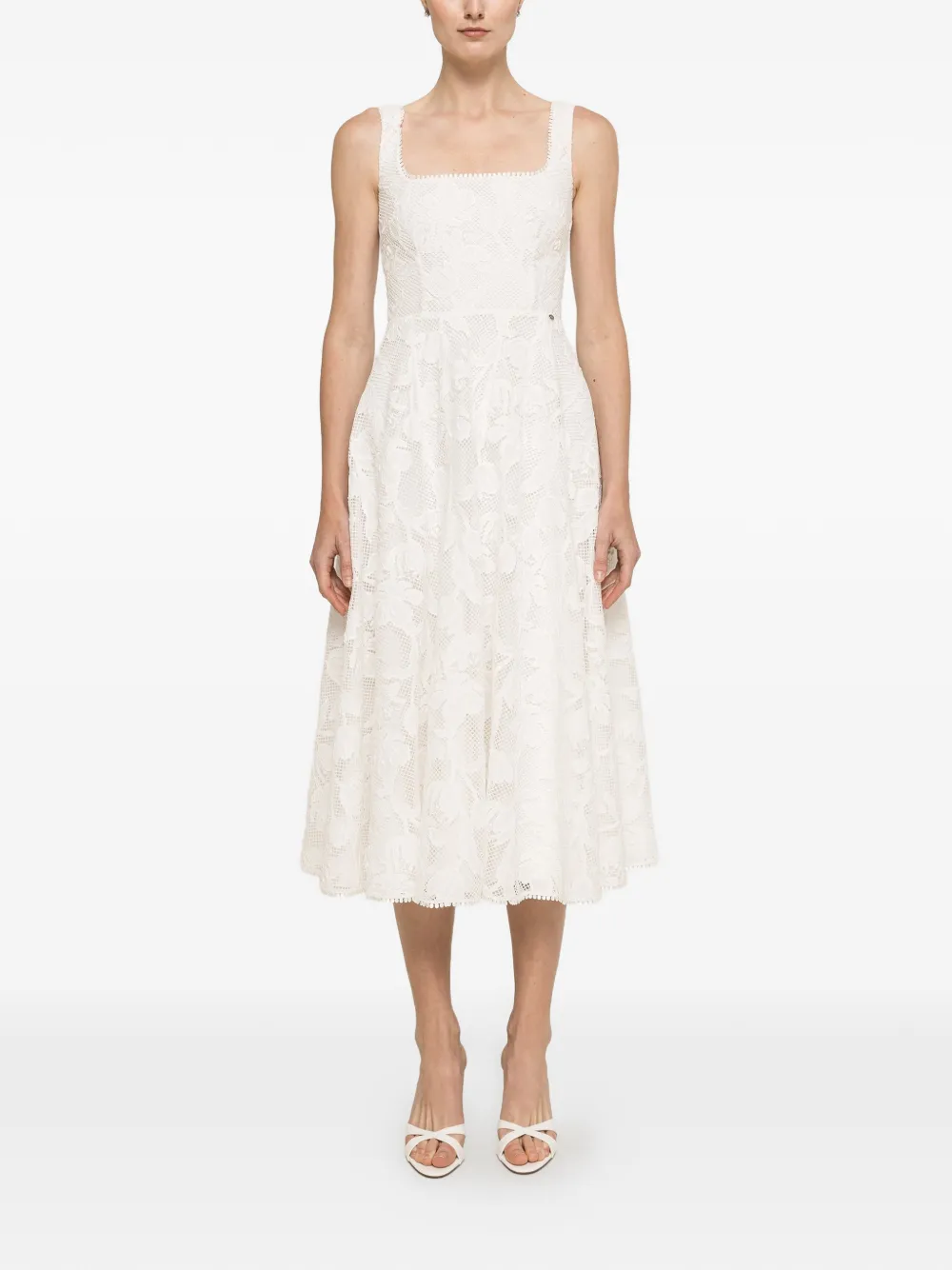 NISSA lace midi dress - Bianco