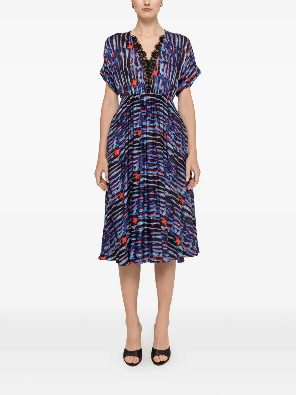 NISSA printed viscose midi dress - Blu