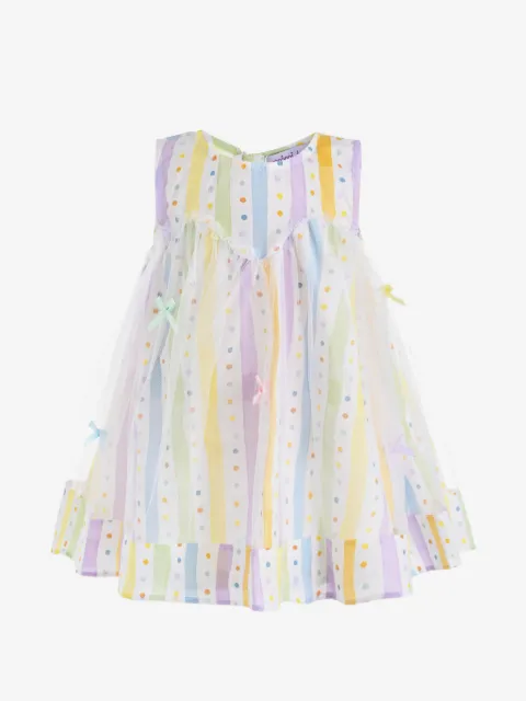 Mimi Tutu striped tulle-overlay dress