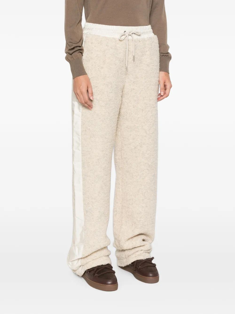 Moncler Bouclé gebreide broek met wijde pijpen Beige