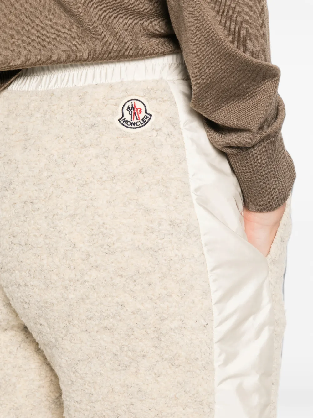 Moncler Bouclé gebreide broek met wijde pijpen Beige