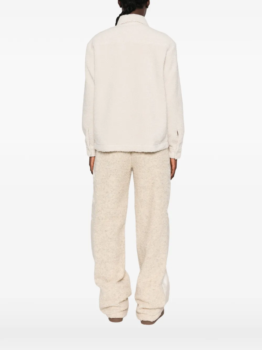 Moncler fleece-texture zip-up jacket Beige