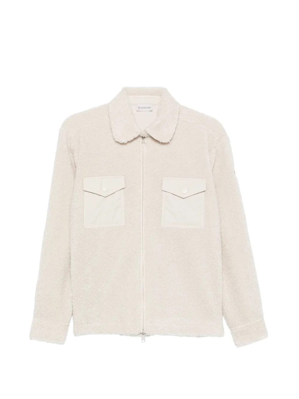 Moncler fleece-texture zip-up jacket Beige