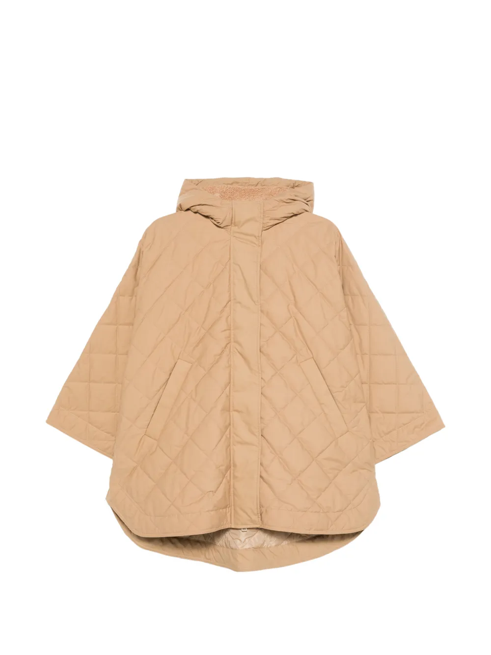 Moncler diamond-quilted hooded cape Beige