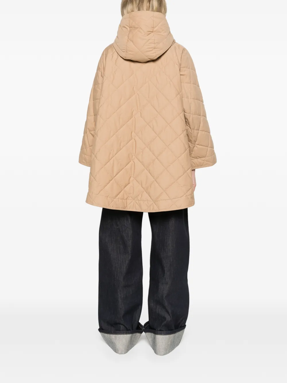 Moncler diamond-quilted hooded cape Beige