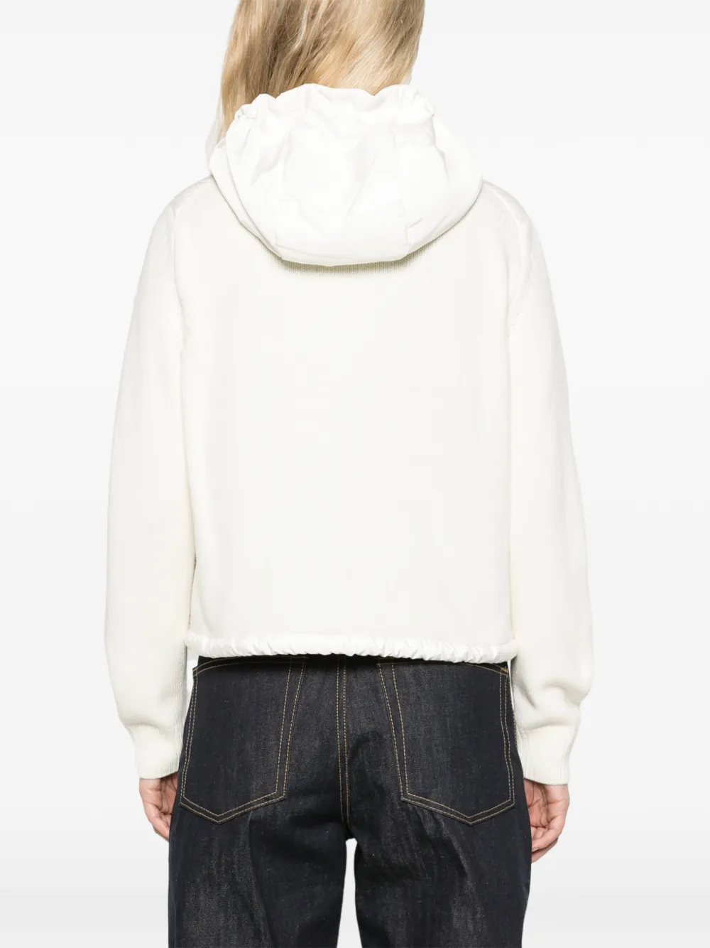 Moncler wool & cashmere blend padded zip-up cardigan Wit