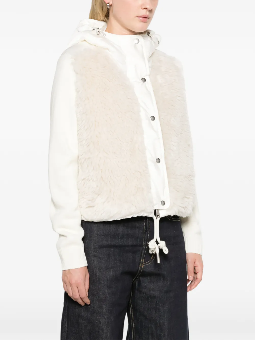 Moncler wool & cashmere blend padded zip-up cardigan Wit