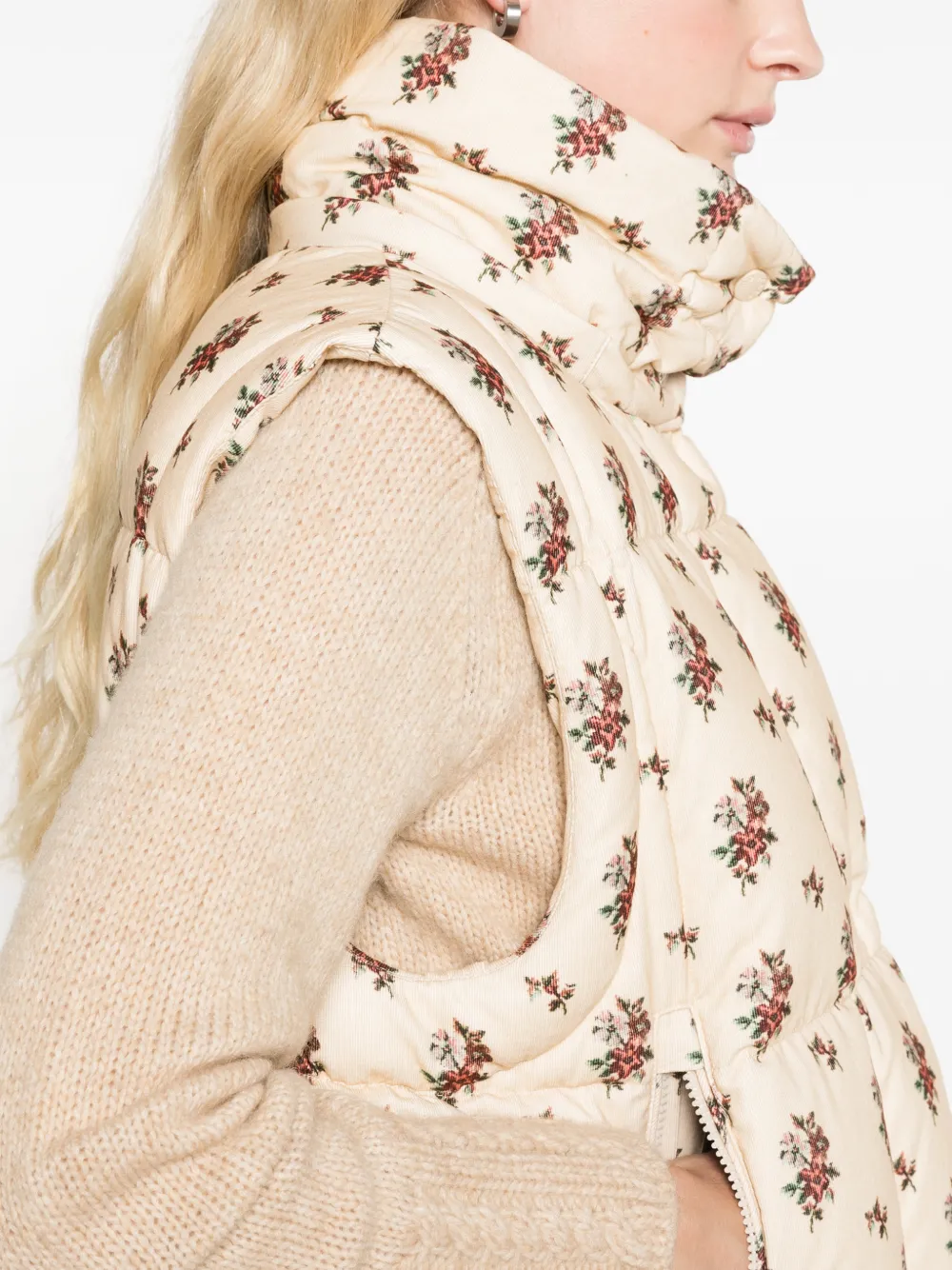 Moncler Torcol floral hooded 2-in-1 down jacket Beige