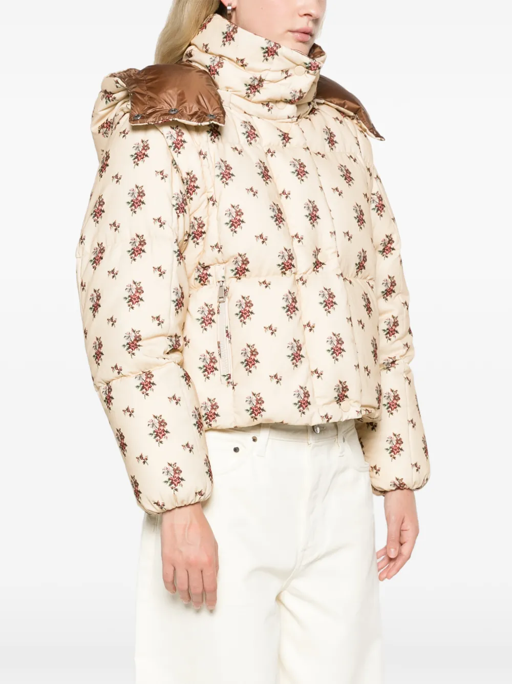 Moncler Torcol floral hooded 2-in-1 down jacket Beige