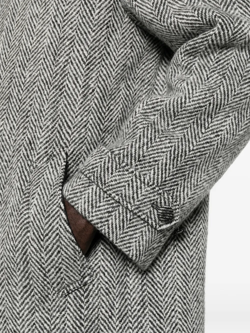 Dolce & Gabbana Mantel met enkele rij knopen en visgraatpatroon Grijs