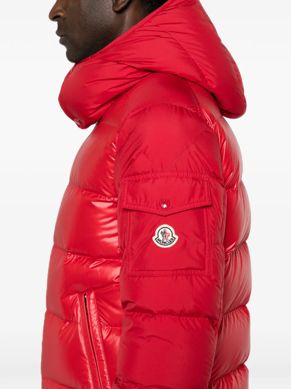 Moncler Maya gewatteerd jack met capuchon Rood