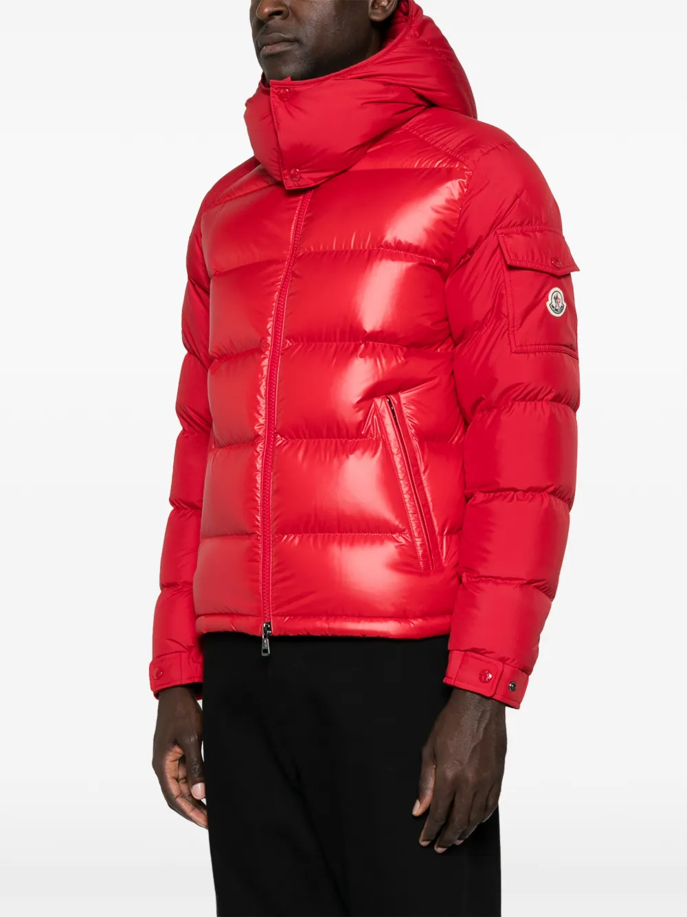Moncler Maya gewatteerd jack met capuchon Rood