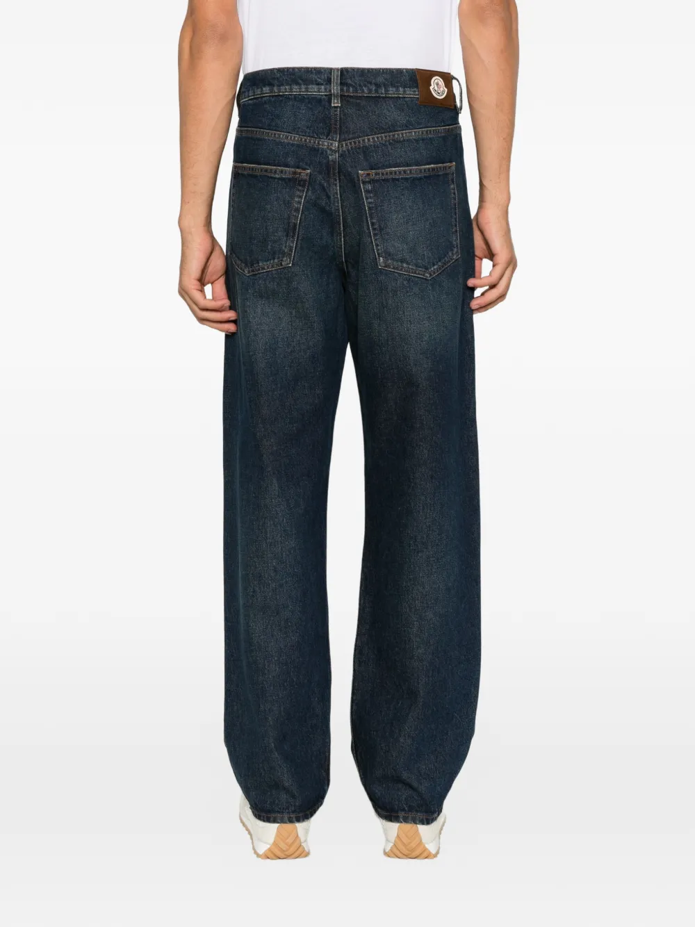 Moncler Straight jeans met stonewashed-effect Blauw