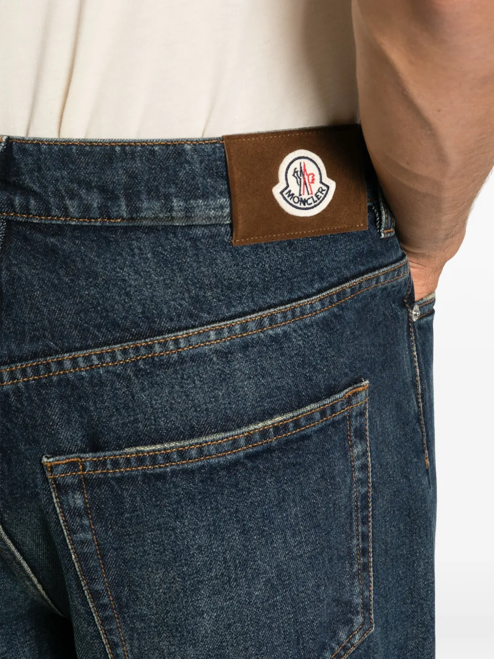 Moncler Straight jeans met stonewashed-effect Blauw