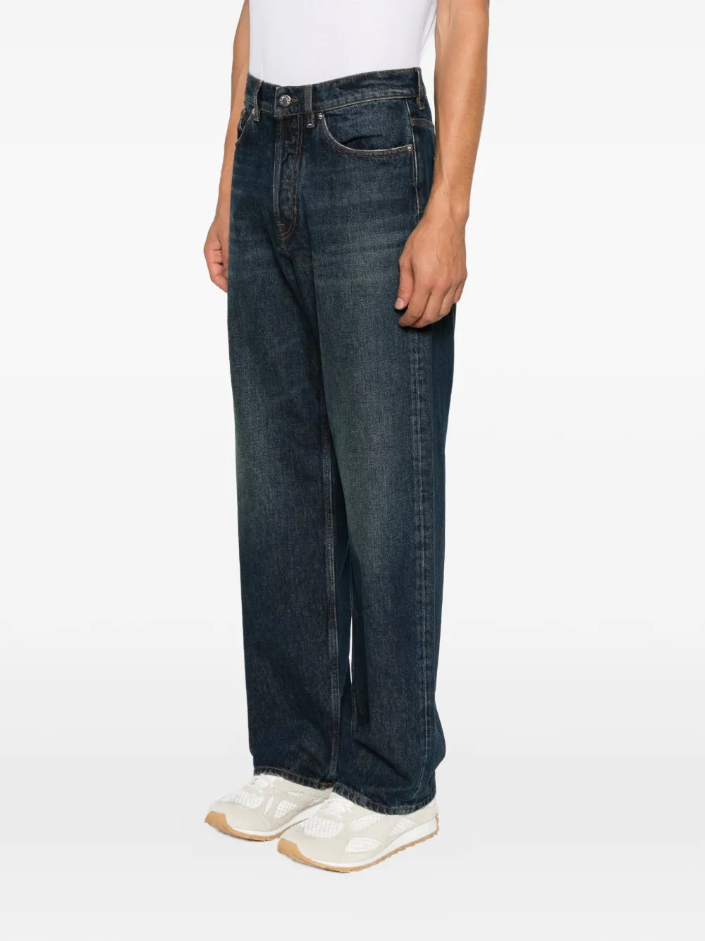 Moncler Straight jeans met stonewashed-effect Blauw