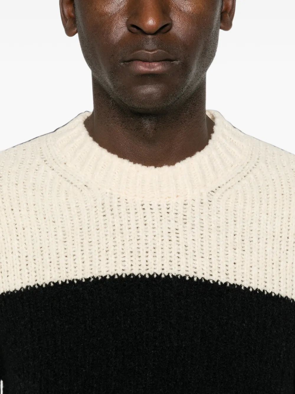 Moncler Bouclé gebreide gestreepte trui Beige