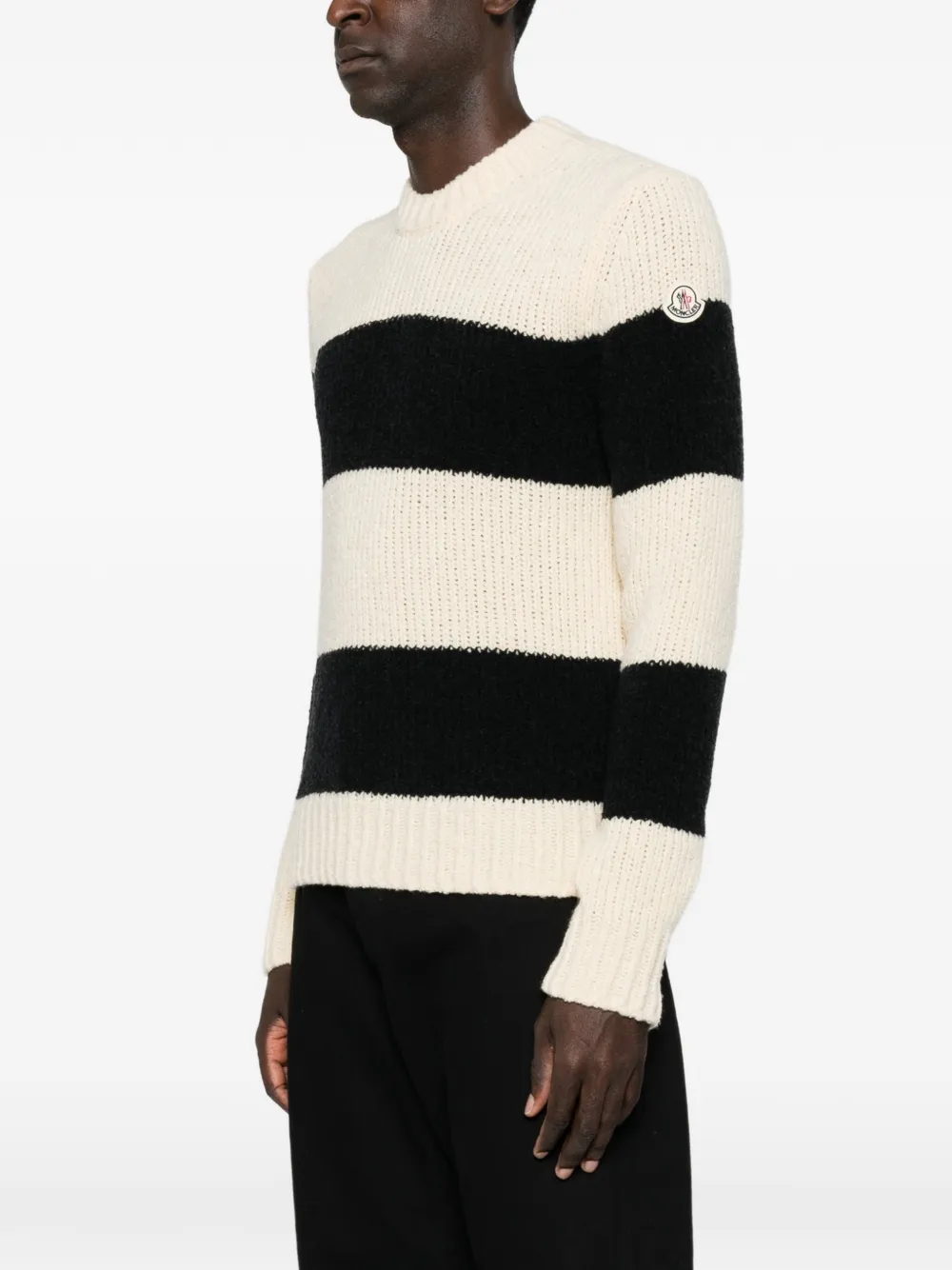 Moncler Bouclé gebreide gestreepte trui Beige