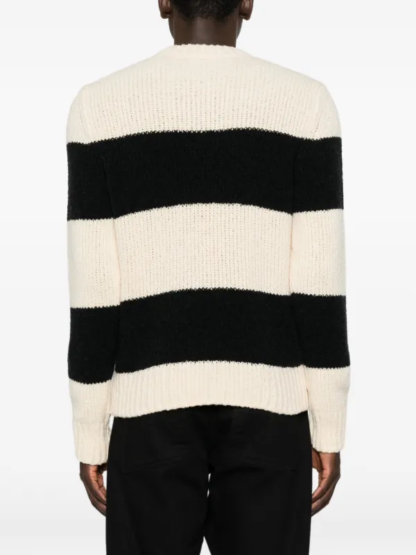 MONCLER ストライプ ニットセーター Moncler bouclé-knit Striped Sweater | Neutrals | FARFETCH
