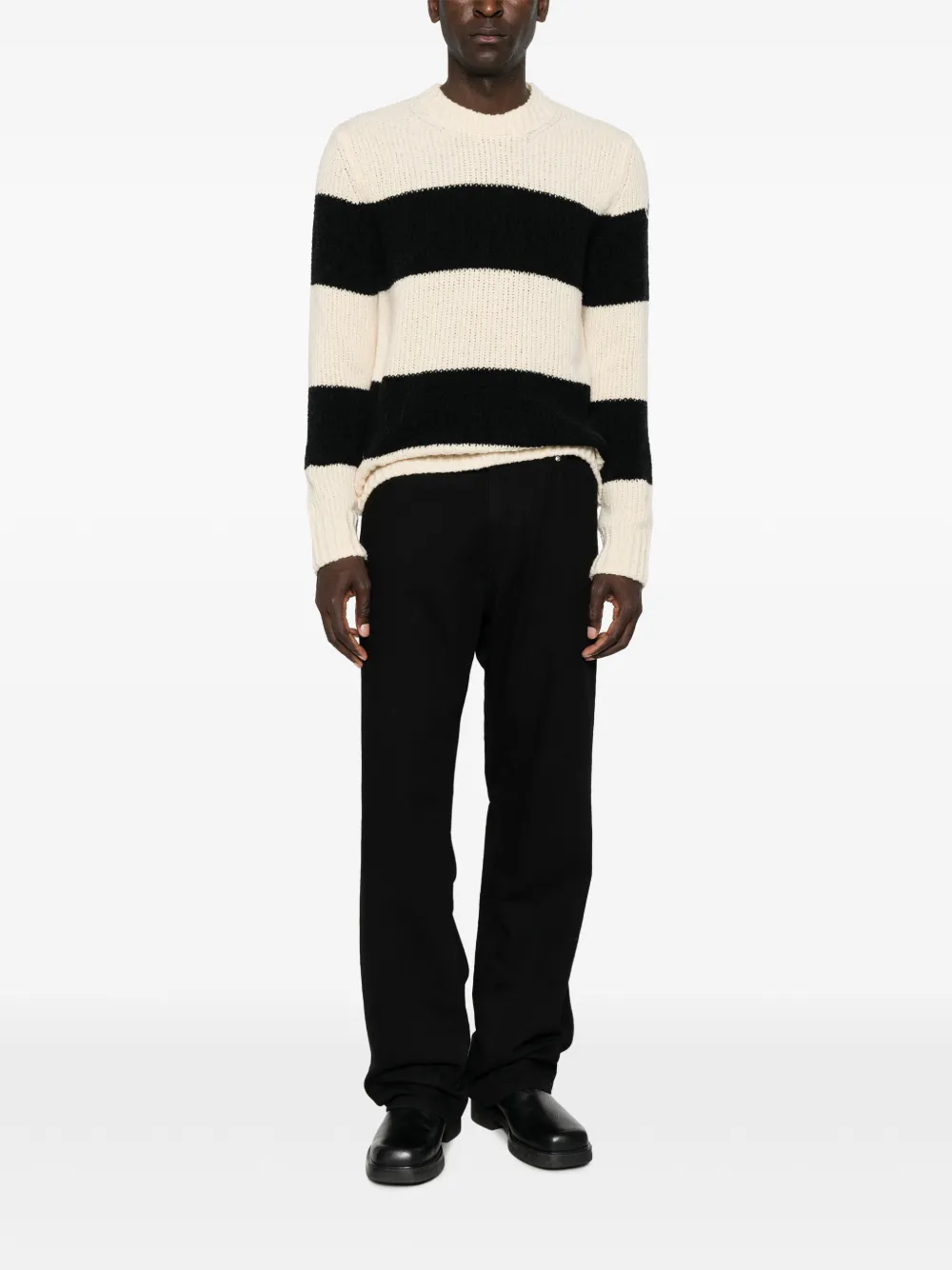 Moncler Bouclé gebreide gestreepte trui Beige