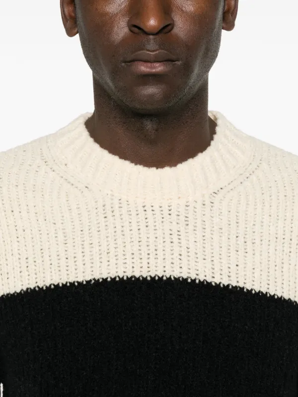 Moncler bouclé-knit Striped Sweater | Neutrals | FARFETCH