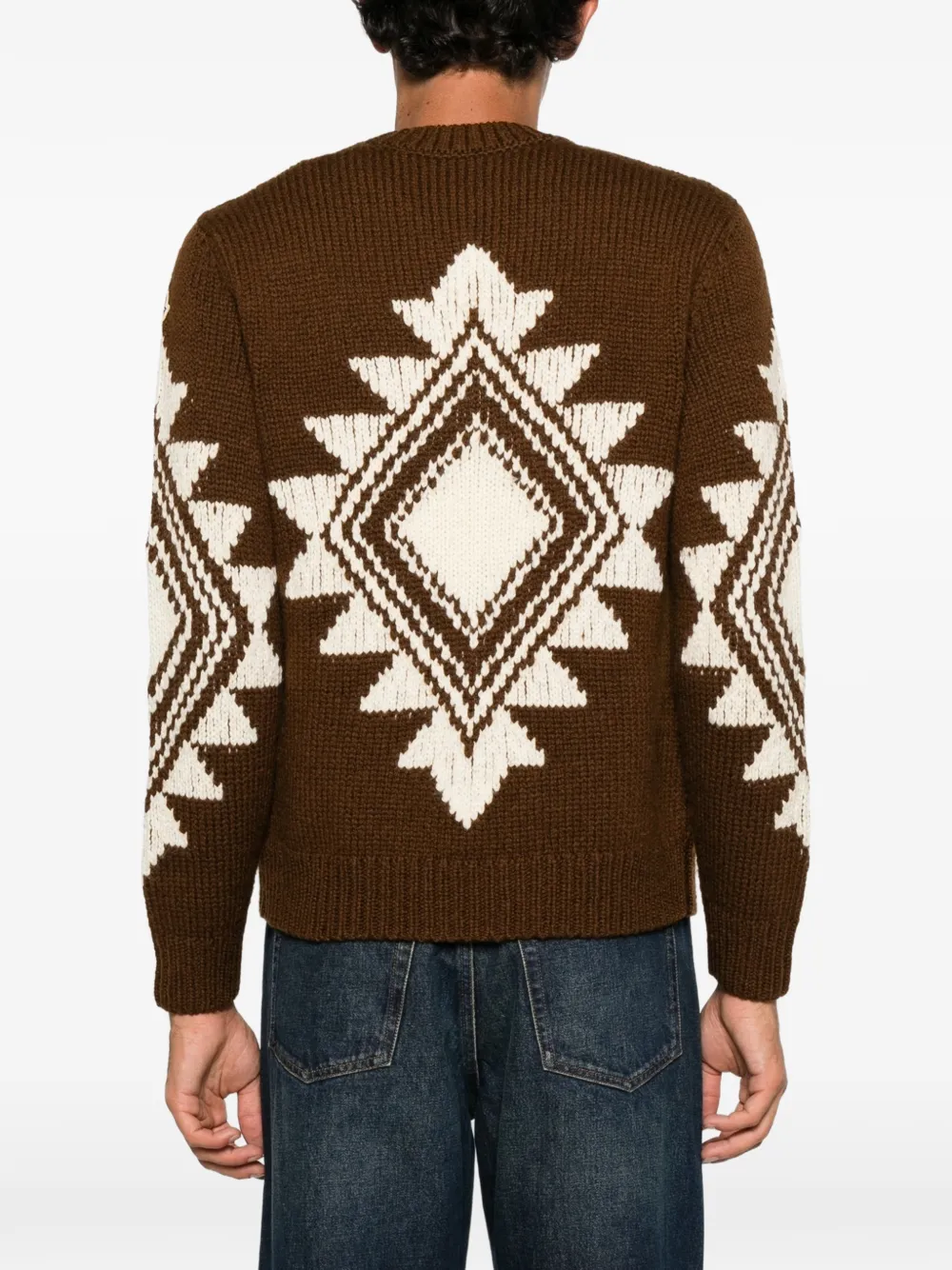 Moncler Wollen trui met geometrische intarsia Bruin