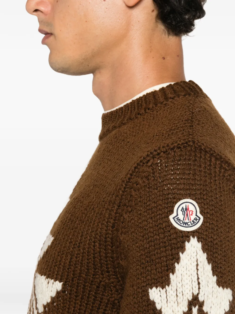 Moncler Wollen trui met geometrische intarsia Bruin