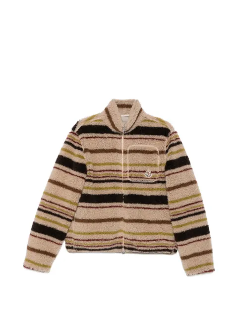 Moncler Teddy striped teddy-texture cardigan