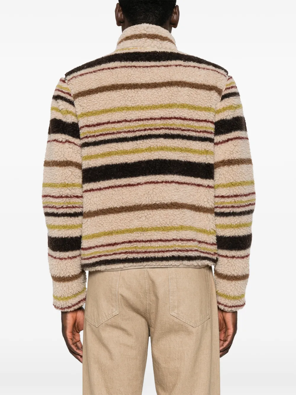 Moncler Teddy gestreept vest met teddy-textuur Beige