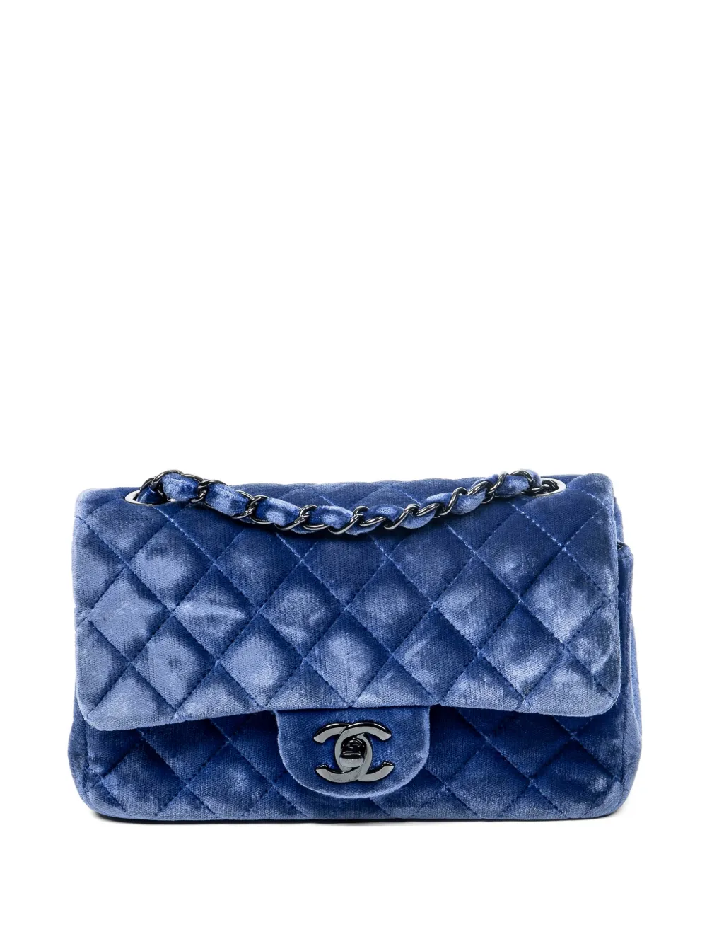CHANEL Pre-Owned quilted velvet shoulder bag - Blu