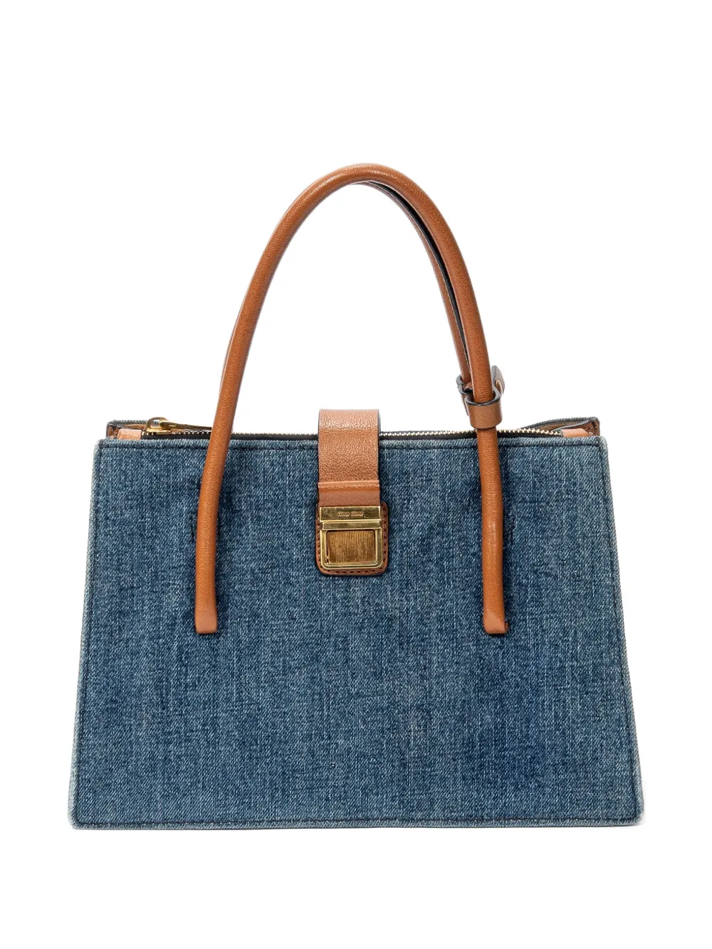 Miu Miu Pre-Owned push-lock denim tote bag - Blu