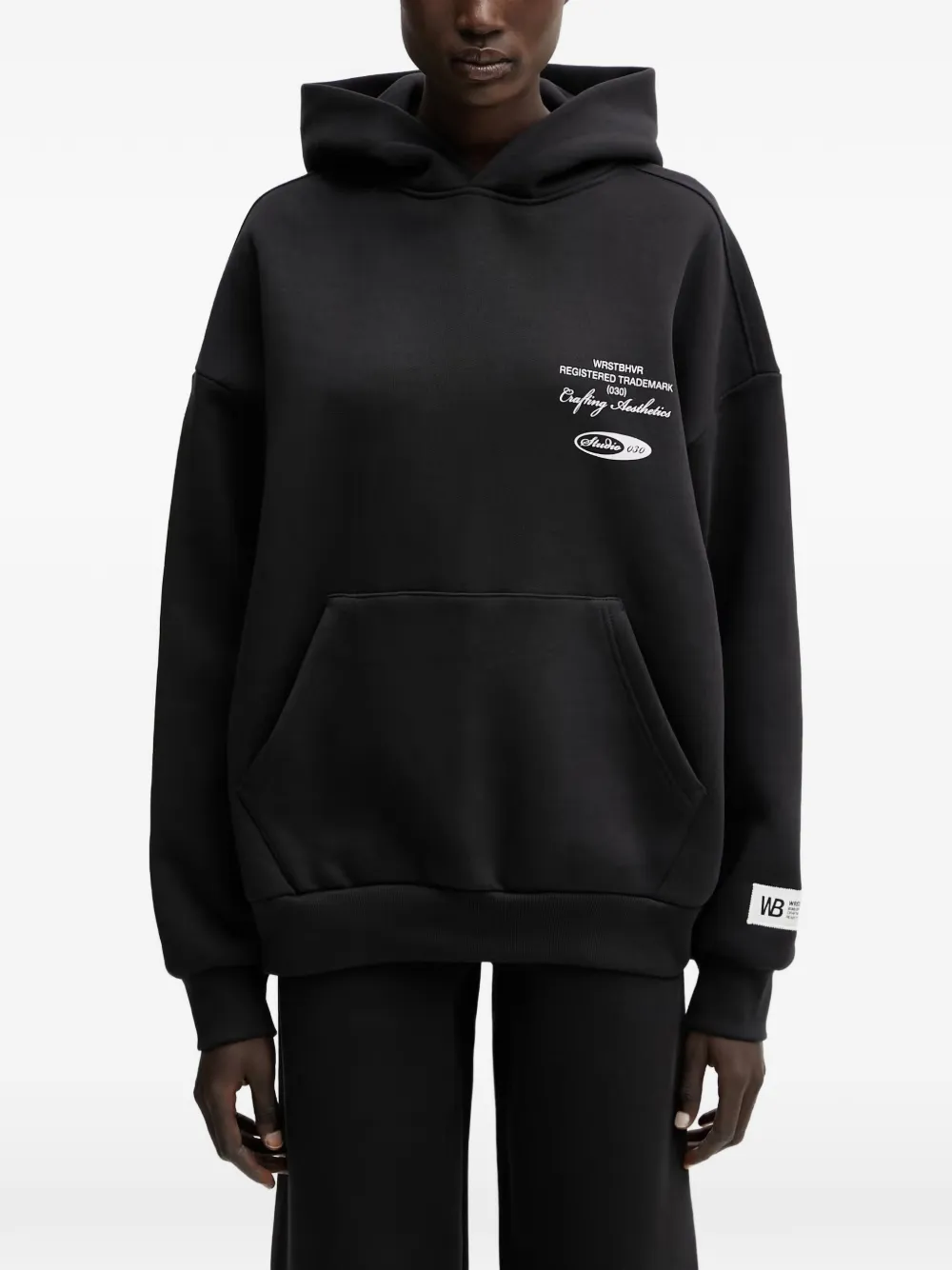 WRSTBHVR Studio V13 logo-print pouch-pocket hoodie - Nero